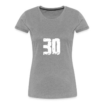 30 Nombre Vintage - T-shirt bio Premium Femme - bleu marine - Devant - Mia (176cm)