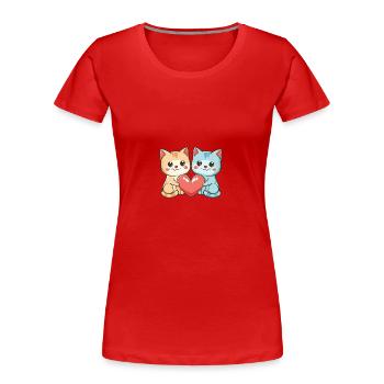 Katze Paar Liebe Valentinstag - Frauen Premium Bio T-Shirt - Navy - Vorne - Mia (176cm)