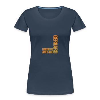 Gerhard - T-shirt bio Premium Femme - bleu marine - Devant - Mia (176cm)