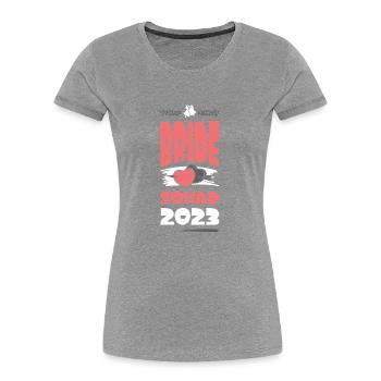 Escouade de la mariée 2023 Cœur de l’équipe - T-shirt bio Premium Femme - bleu marine - Devant - Mia (176cm)