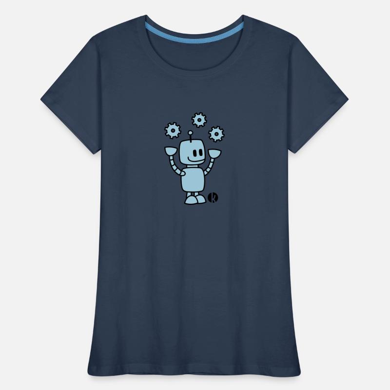 Happy Robot (2c) Frauen Premium Bio T-Shirt
