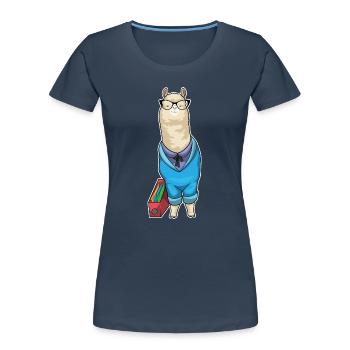 Alpaka Sekretärin Ordner Büro - Frauen Premium Bio T-Shirt - Navy - Vorne - Mia (176cm)
