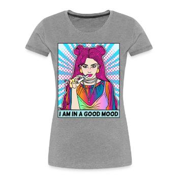 POP-ART ARTWORK JOINT SMOKING WOMAN - Women's Premium Organic T-Shirt - navy - Front - Mia (176cm)
