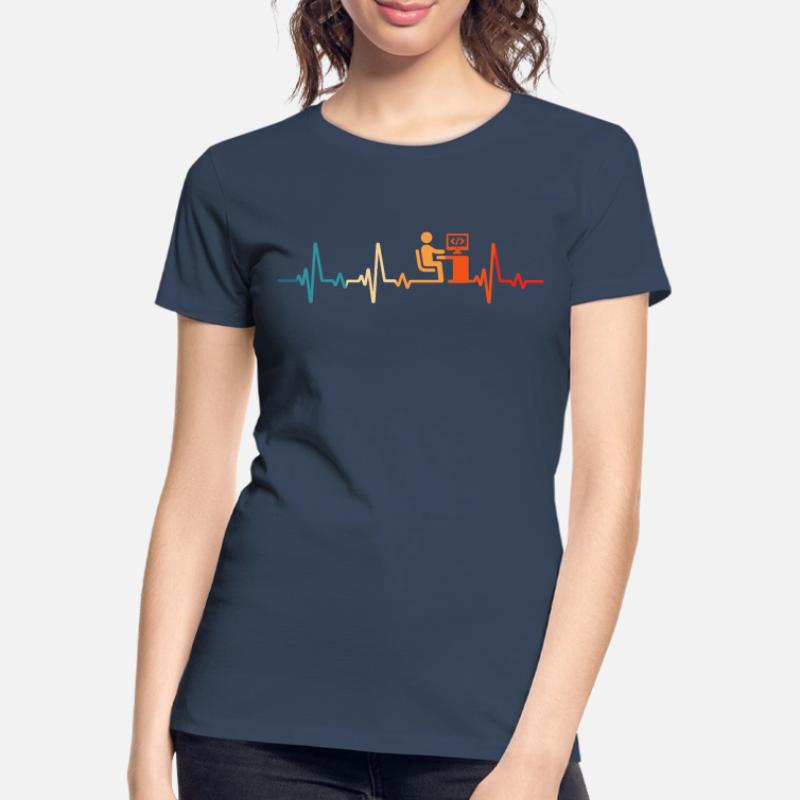 Programmierer Retro Herzschlag Informatiker code Frauen Premium Bio T-Shirt