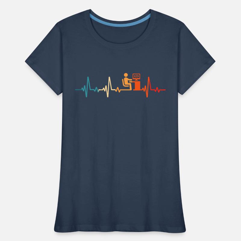 Programmierer Retro Herzschlag Informatiker code Frauen Premium Bio T-Shirt