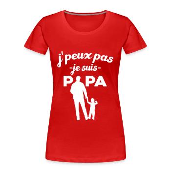 Je peux pas je suis papa bébé - T-shirt bio Premium Femme - bleu marine - Devant - Mia (176cm)