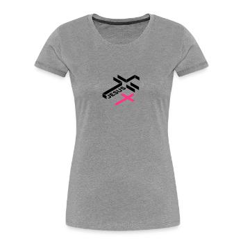 croix jésus - T-shirt bio Premium Femme - bleu marine - Devant - Mia (176cm)
