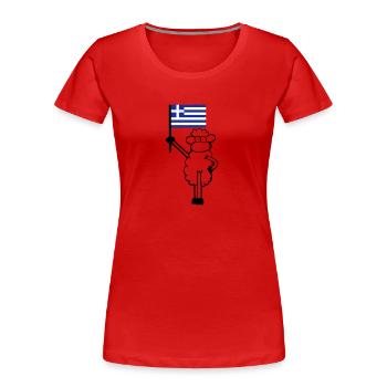 Schaf mit griechischer Flagge - Frauen Premium Bio T-Shirt - Navy - Vorne - Mia (176cm)