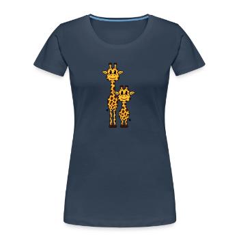 2 Giraffen Mama Papa Familie Junges Kind Tiere - Frauen Premium Bio T-Shirt - Navy - Vorne - Mia (176cm)