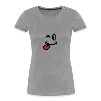 smiley clin oeil 3105 - T-shirt bio Premium Femme - bleu marine - Devant - Mia (176cm)