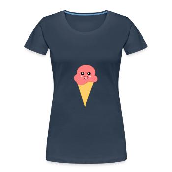 Eis Eiscreme Erdbeereis - Frauen Premium Bio T-Shirt - Navy - Vorne - Mia (176cm)