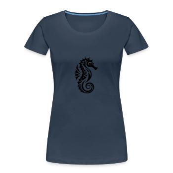 Schwimmtraining Wasser Seepferdchen - Frauen Premium Bio T-Shirt - Navy - Vorne - Mia (176cm)