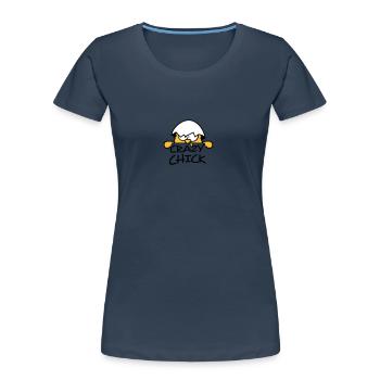 Crazy crazy chick behind wall - Women's Premium Organic T-Shirt - navy - Front - Mia (176cm)