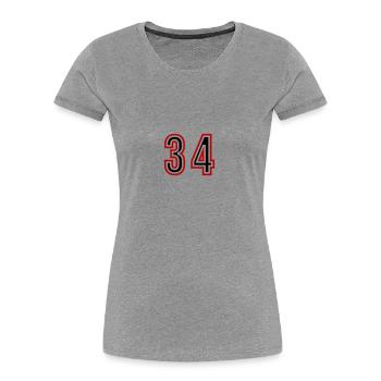 Maillot 34 Années - T-shirt bio Premium Femme - bleu marine - Devant - Mia (176cm)