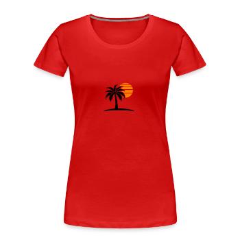 Palm Tree Sun Island - T-shirt bio Premium Femme - bleu marine - Devant - Mia (176cm)