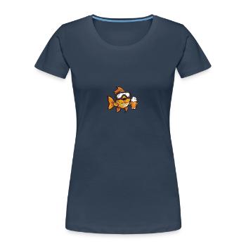 Goldfisch Apres Ski Bier Comic - Frauen Premium Bio T-Shirt - Navy - Vorne - Mia (176cm)