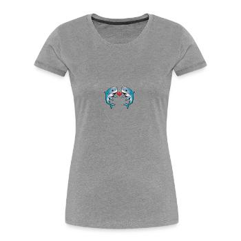 Shark Couple Heart - Women's Premium Organic T-Shirt - navy - Front - Mia (176cm)