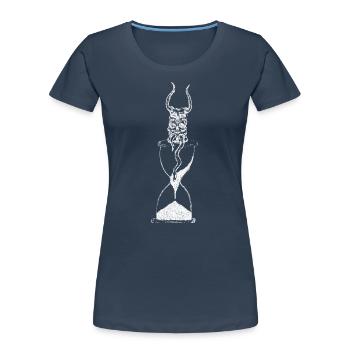 Sanduhr Totenkopf Rock Metal - Frauen Premium Bio T-Shirt - Navy - Vorne - Mia (176cm)