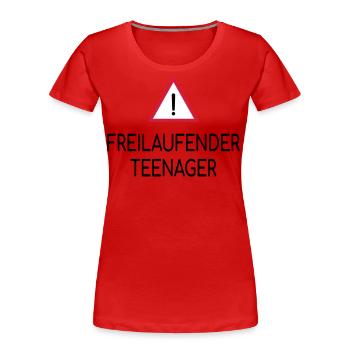 Beware of free-roaming teenagers - Women's Premium Organic T-Shirt - navy - Front - Mia (176cm)