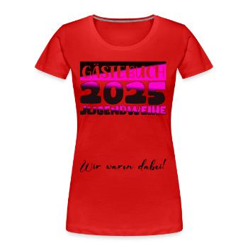 Jugendweihe 2025 Livre d’or Cadeau Filles Garçons - T-shirt bio Premium Femme - bleu marine - Devant - Mia (176cm)