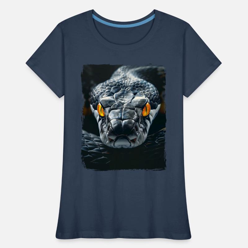 Gelbe Augen Schwarze Schlange Python Kobra Reptil Viper Frauen Premium Bio T-Shirt