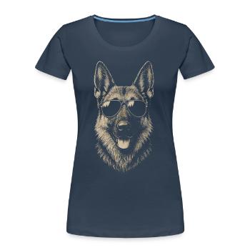 German Shepherd Dog Sunglasses Cool Illustration - Women's Premium Organic T-Shirt - navy - Front - Mia (176cm)