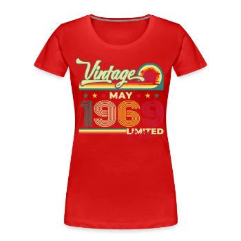 Millésime Mai 1969 Cru 1969 Anniversaire 1969 - T-shirt bio Premium Femme - bleu marine - Devant - Mia (176cm)