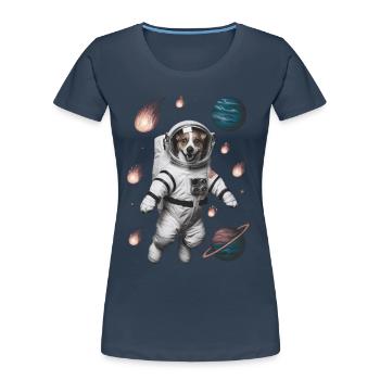 Adventure Space Dog - Women's Premium Organic T-Shirt - navy - Front - Mia (176cm)