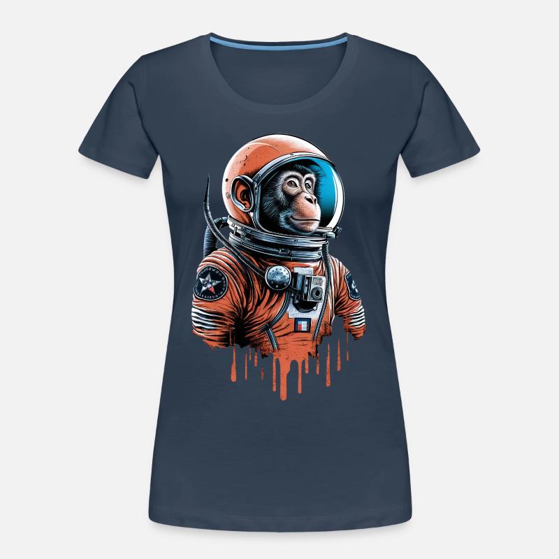 Le singe de l’espace explore l’univers - T-shirt bio Premium Femme - bleu marine