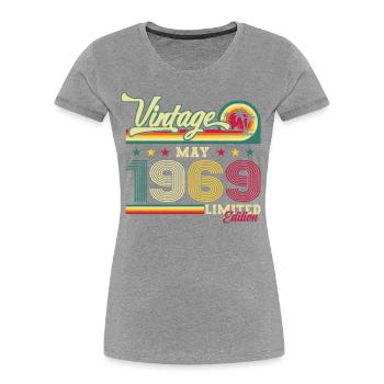 Original Juin 1969 Millésime 1969 Anniversaire 1969 - T-shirt bio Premium Femme - bleu marine - Devant - Mia (176cm)