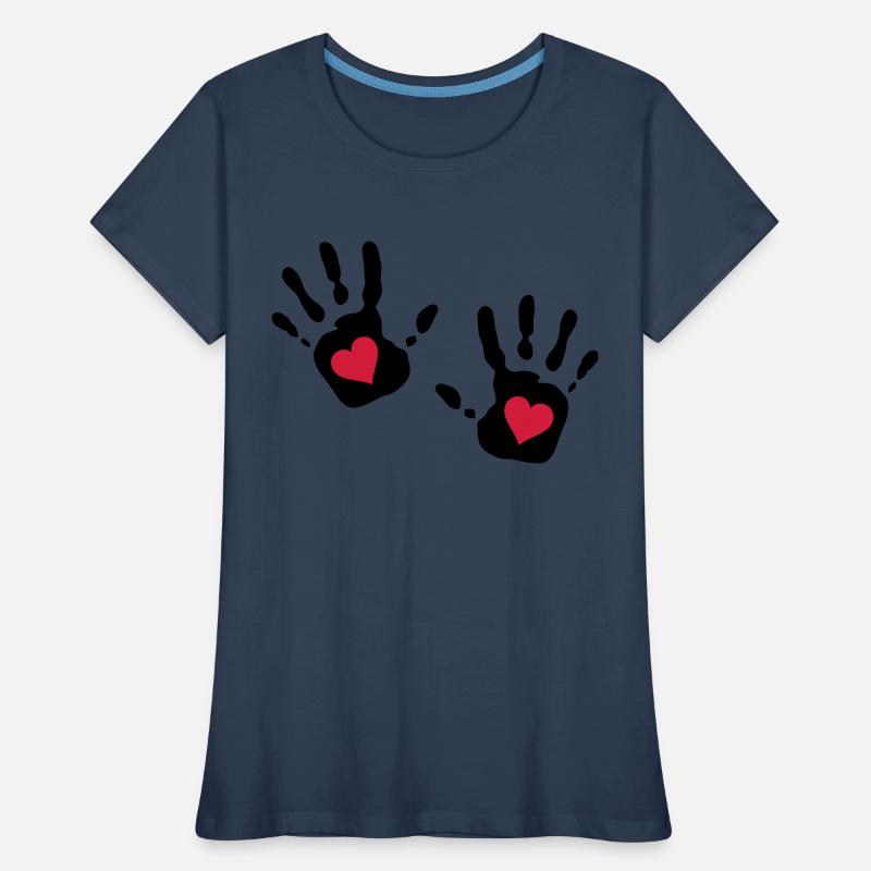découpe coeur main d'impression T-shirt bio Premium Femme