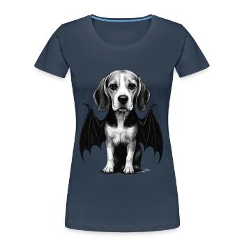 Beagle - Frauen Premium Bio T-Shirt - Navy - Vorne - Mia (176cm)