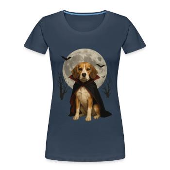 Beagle - Frauen Premium Bio T-Shirt - Navy - Vorne - Mia (176cm)