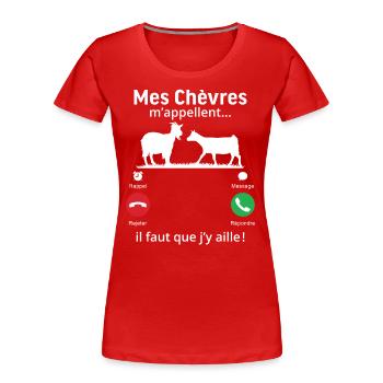 mes chèvres m'appellent il faut que j'y aille! - T-shirt bio Premium Femme - bleu marine - Devant - Mia (176cm)