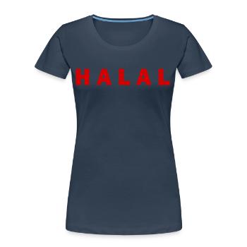 Halal - Frauen Premium Bio T-Shirt - Navy - Vorne - Mia (176cm)
