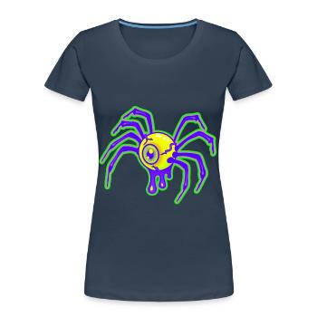 L'œil d'Halloween - Jaune - T-shirt bio Premium Femme - bleu marine - Devant - Mia (176cm)
