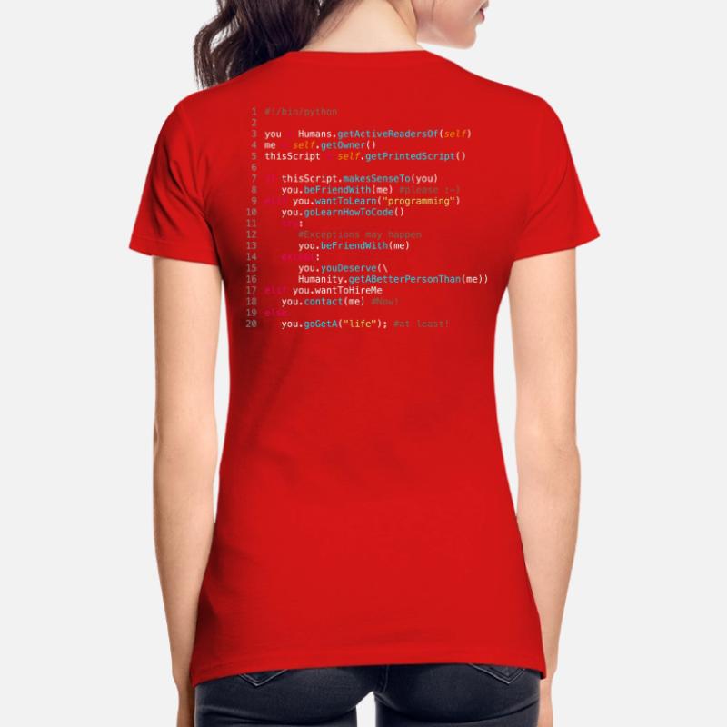 Sei mit Programmierern befreundet (in Python) Frauen Premium Bio T-Shirt