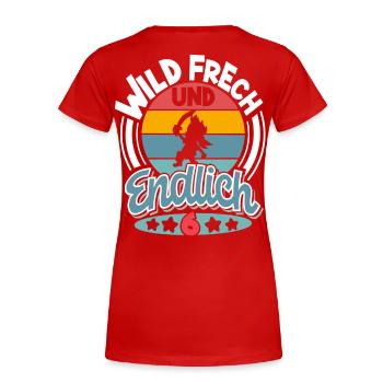 Pirat 6. Geburtstag Kinder - Frauen Premium Bio T-Shirt - Rot - Hinten - Mia (176cm)