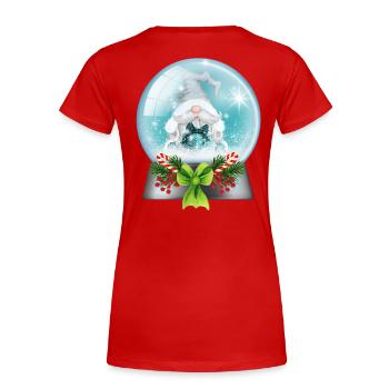 Schneekugel Weihnachtsmann mit Zuckerstangen - Frauen Premium Bio T-Shirt - Rot - Hinten - Mia (176cm)