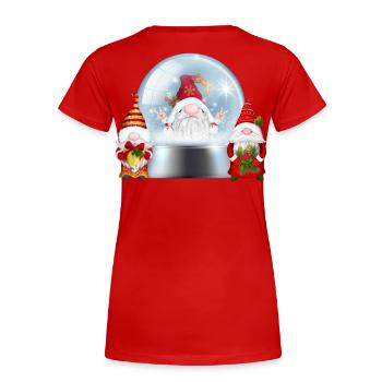Snowglobe Santa Gnomes Cheer - Women's Premium Organic T-Shirt - red - Back - Mia (176cm)