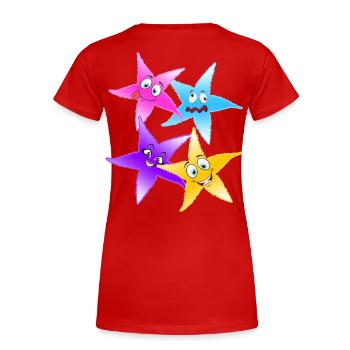 Vivid Star Quartett Spaß-Cartoon-Stars - Frauen Premium Bio T-Shirt - Rot - Hinten - Mia (176cm)