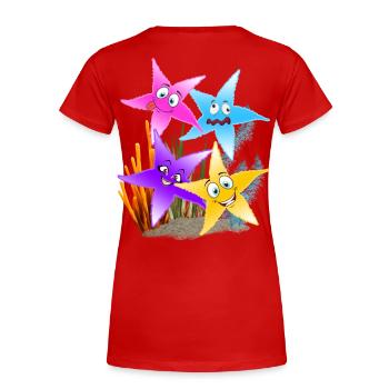 Buntes Seestern-Quartett Unterwasser - Frauen Premium Bio T-Shirt - Rot - Hinten - Mia (176cm)