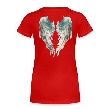 Ailes en aquarelle bleues - T-shirt bio Premium Femme - rouge - Dos - Mia (176cm)