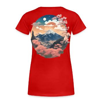 Paysage montagneux japonais - T-shirt bio Premium Femme - rouge - Dos - Mia (176cm)