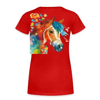 Le bonheur du cheval - T-shirt bio Premium Femme - rouge - Dos - Mia (176cm)