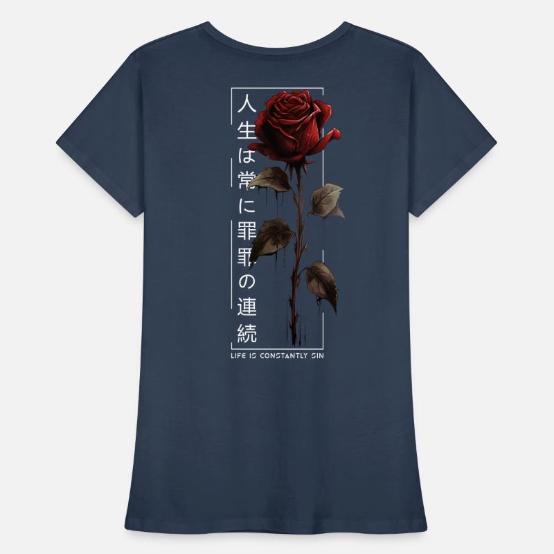 Life Is Constantly Sin Rose Japanese Script Women's Premium Organic T-Shirt