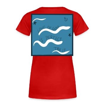 God's Love Is Perfect - Women's Premium Organic T-Shirt - red - Back - Mia (176cm)