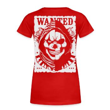 Wanted Skull Pullover Hoodie Poster - T-shirt bio Premium Femme - rouge - Dos - Mia (176cm)
