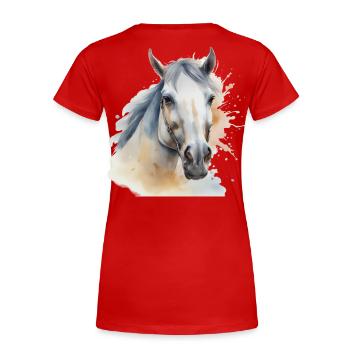 Pferdekopf Pferd Pferde Ross Gaul Hengst - Frauen Premium Bio T-Shirt - Rot - Hinten - Mia (176cm)