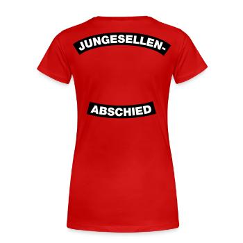 Junggesellenabschied Rahmen (JGA MC-Rocker-Design) - Frauen Premium Bio T-Shirt - Rot - Hinten - Mia (176cm)